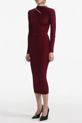 Cut Out Rib Knit Midi Dress