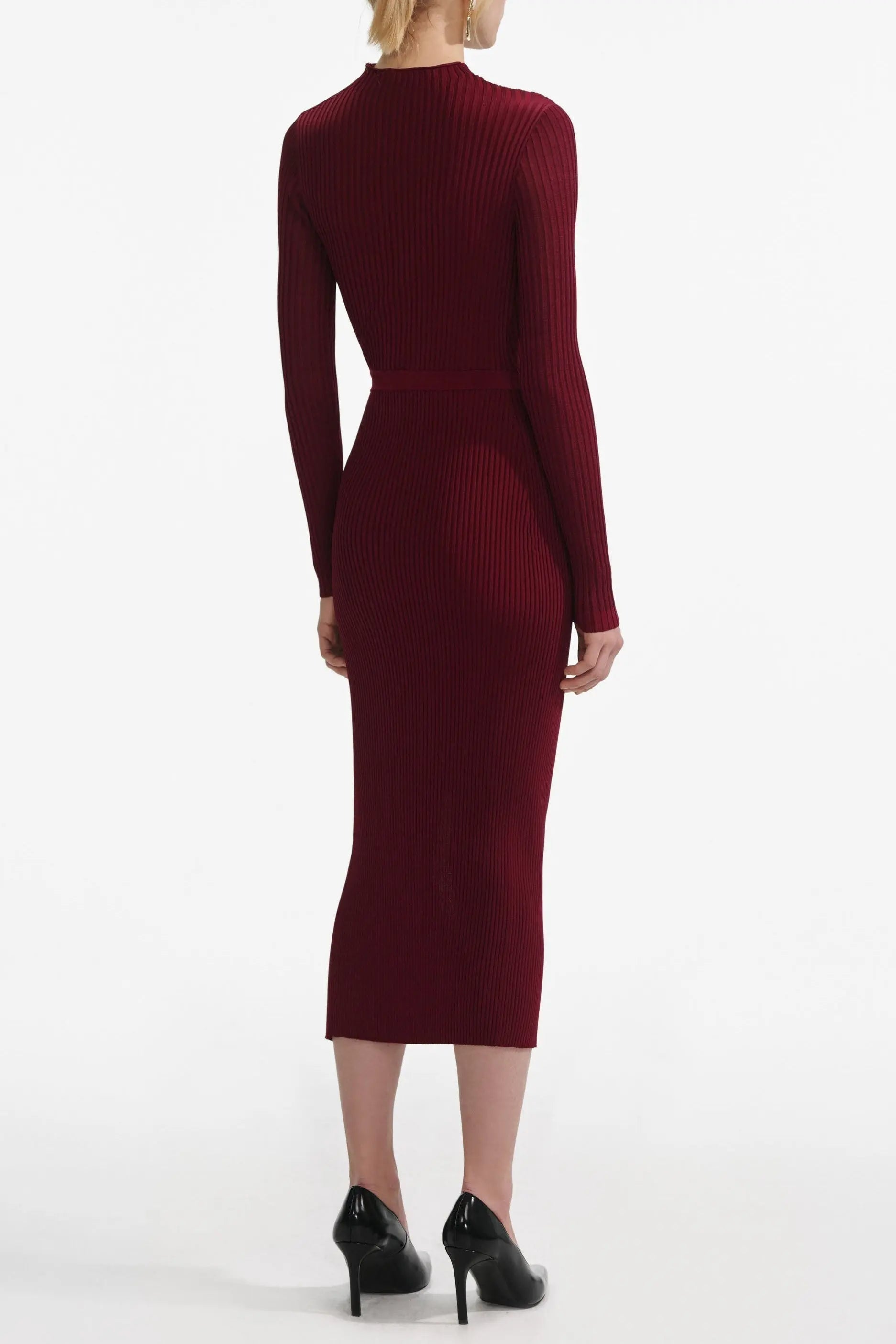 Cut Out Rib Knit Midi Dress