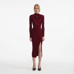 Cut Out Rib Knit Midi Dress