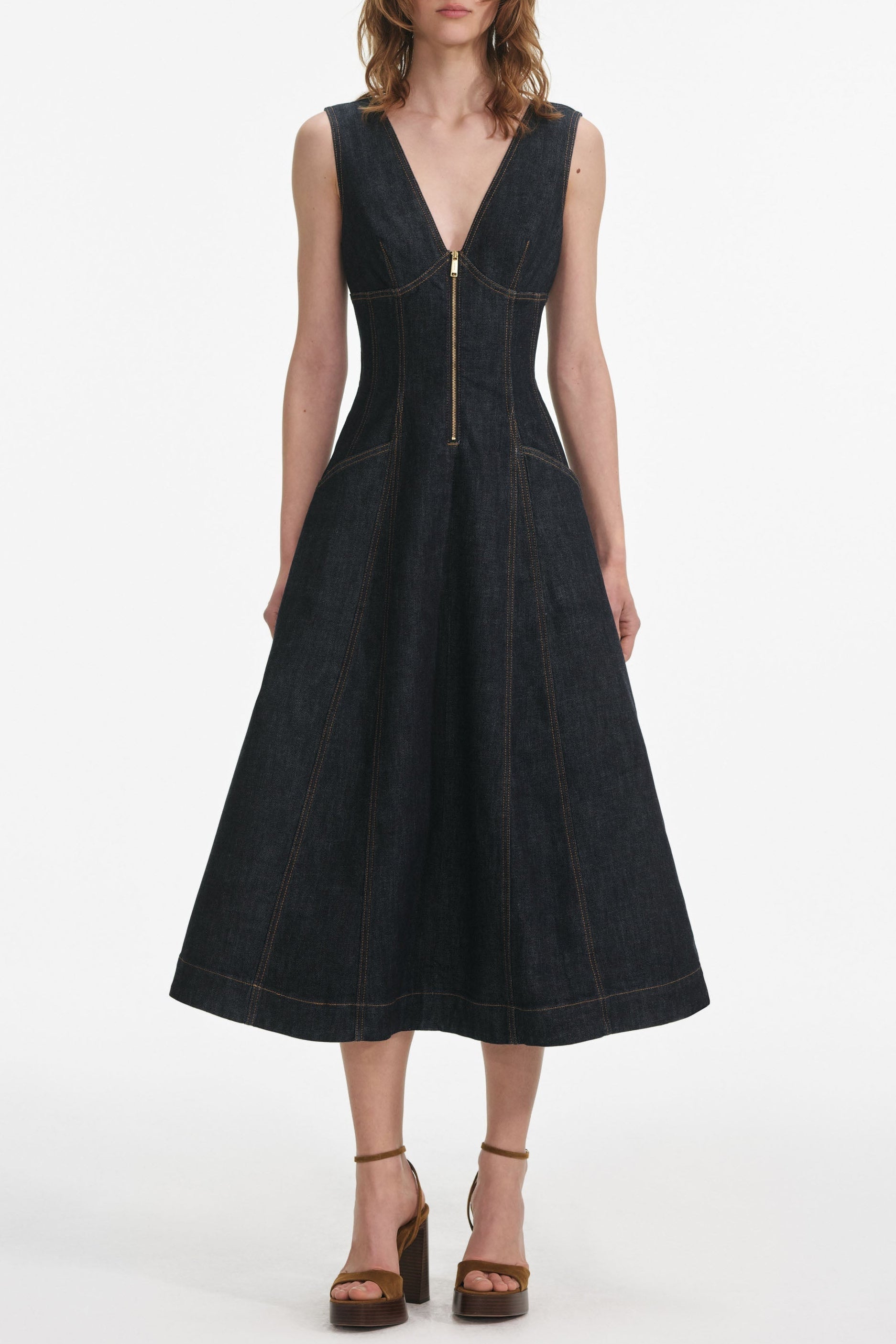 Indigo Denim Midi Dress