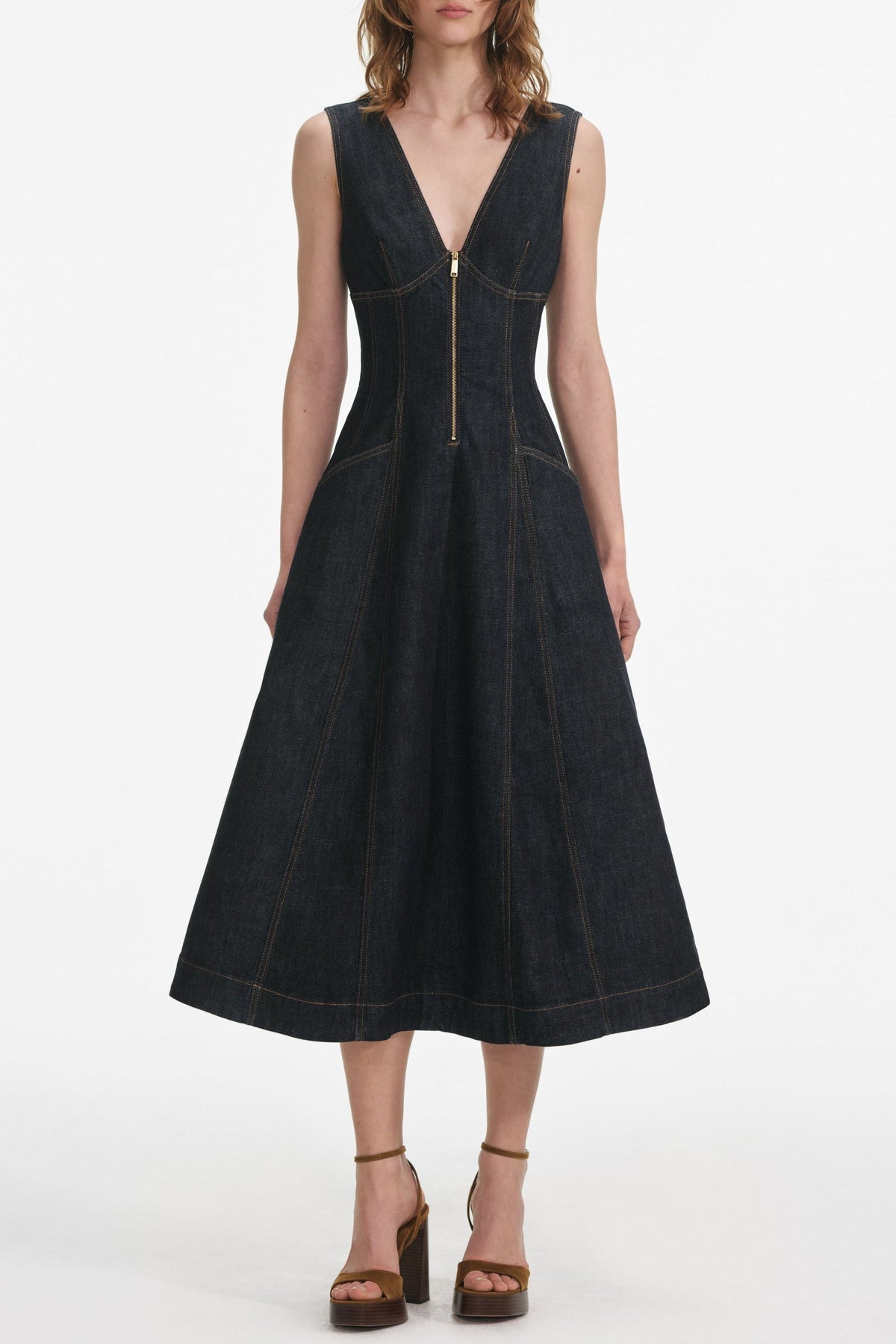 Indigo Denim Midi Dress
