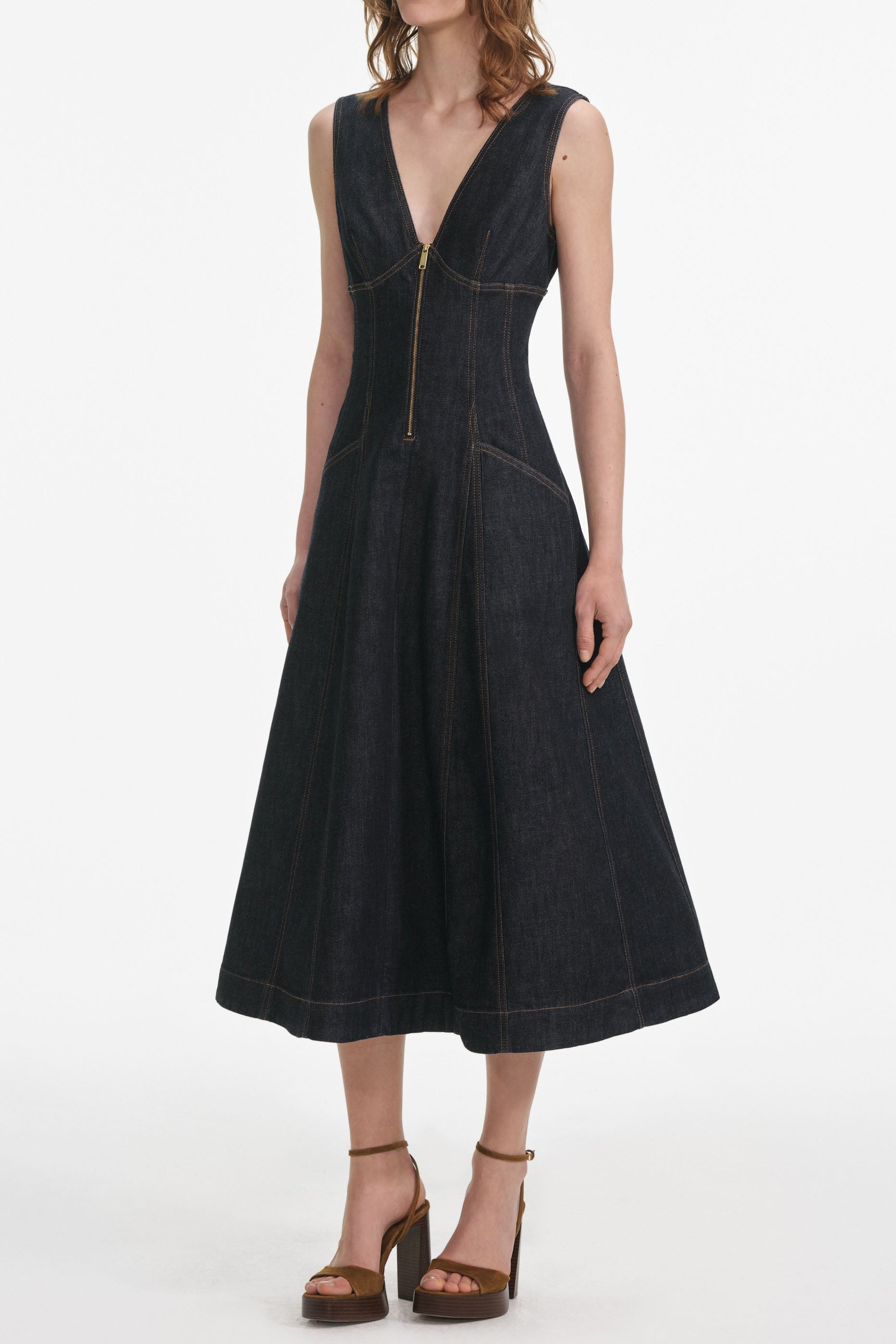 Indigo Denim Midi Dress