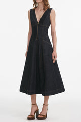 Indigo Denim Midi Dress