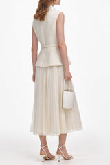Cream Boucle Sleeveless Midi Dress