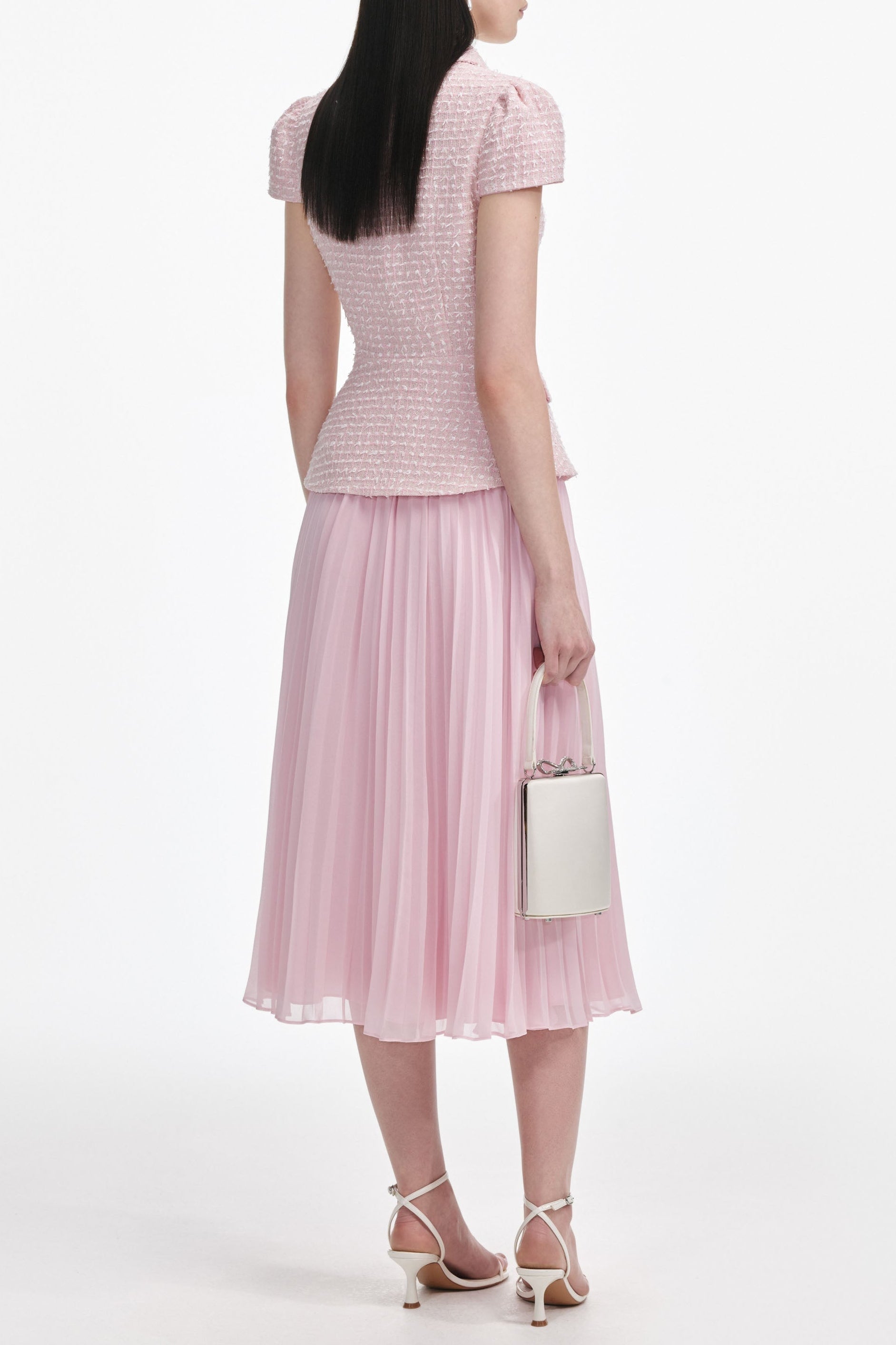 Pink Boucle Midi Dress