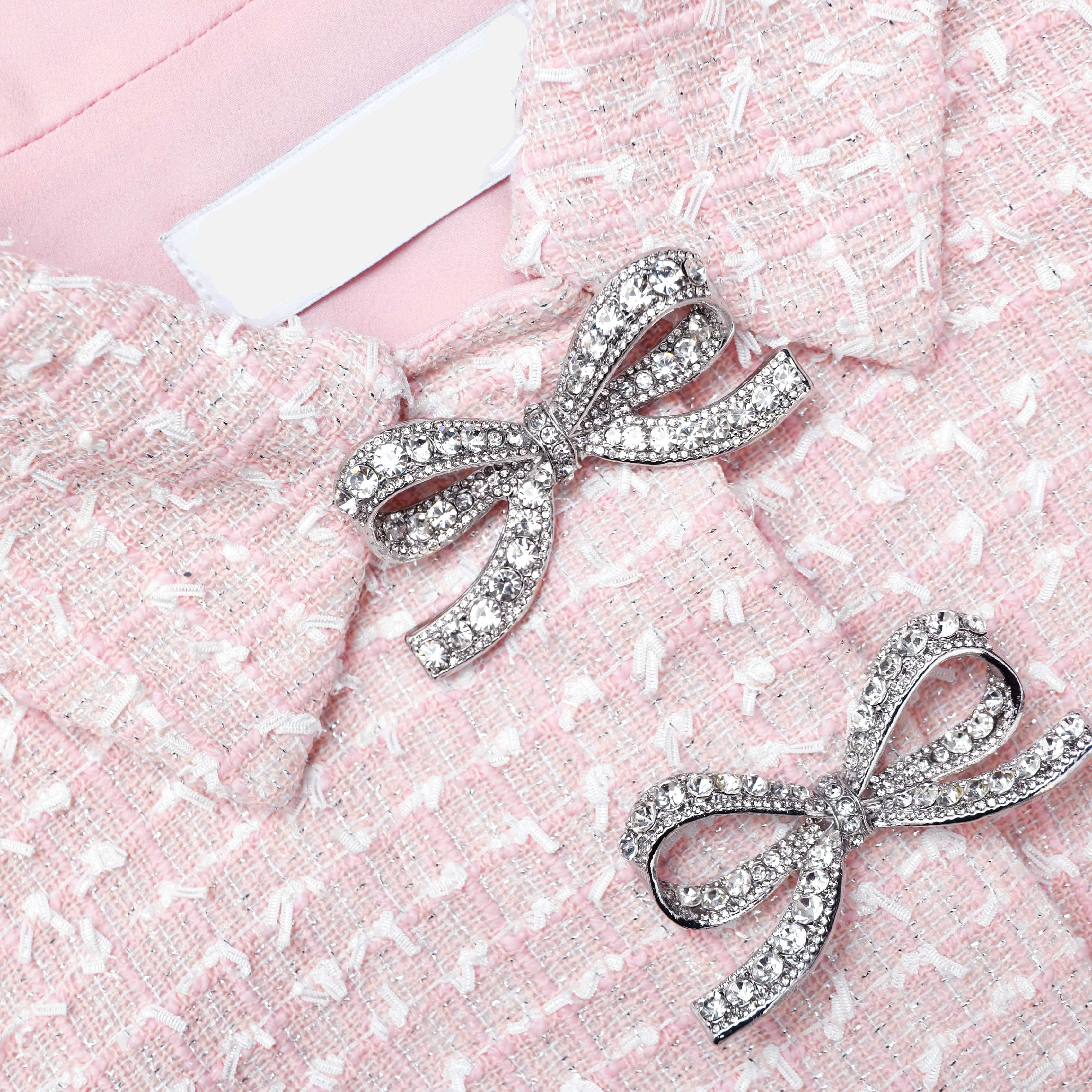 Pink Boucle Midi Dress