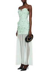 Floral Embroidery Maxi Dress - Mint