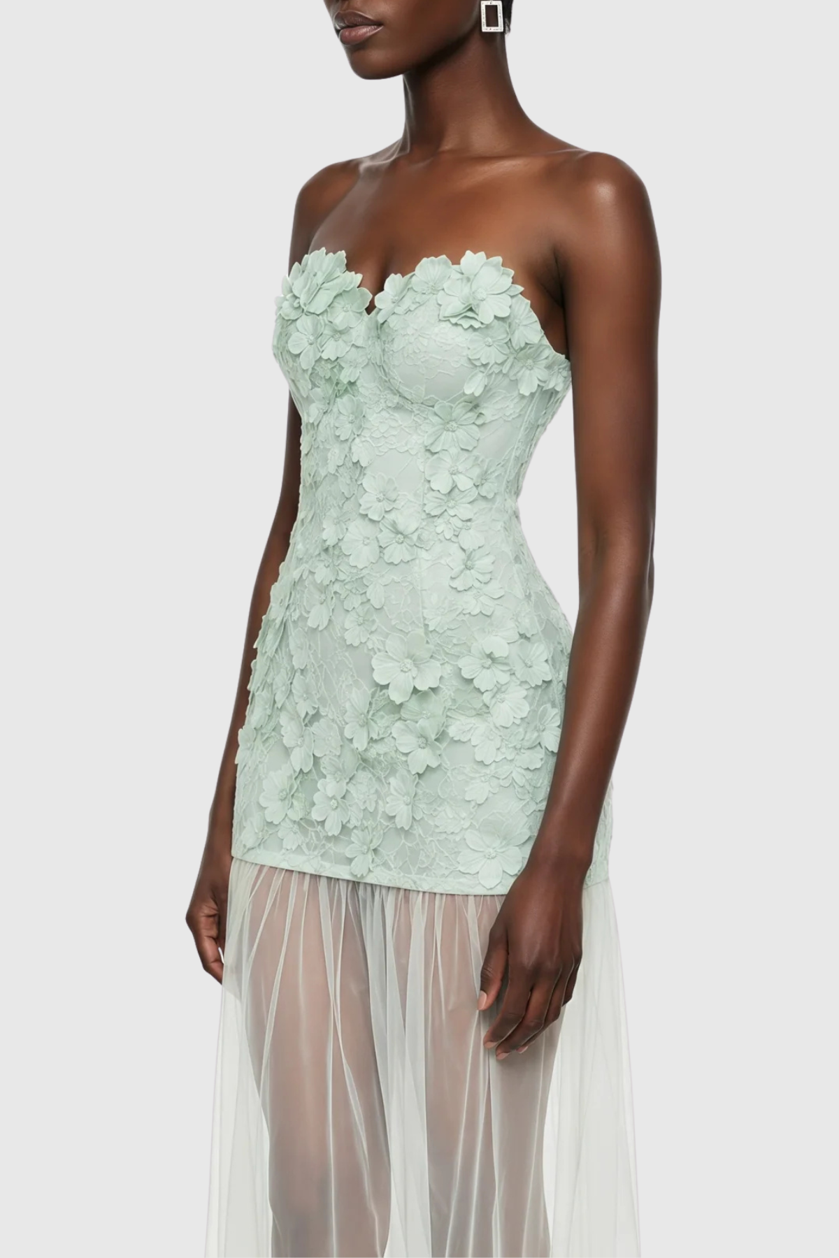 Floral Embroidery Maxi Dress - Mint