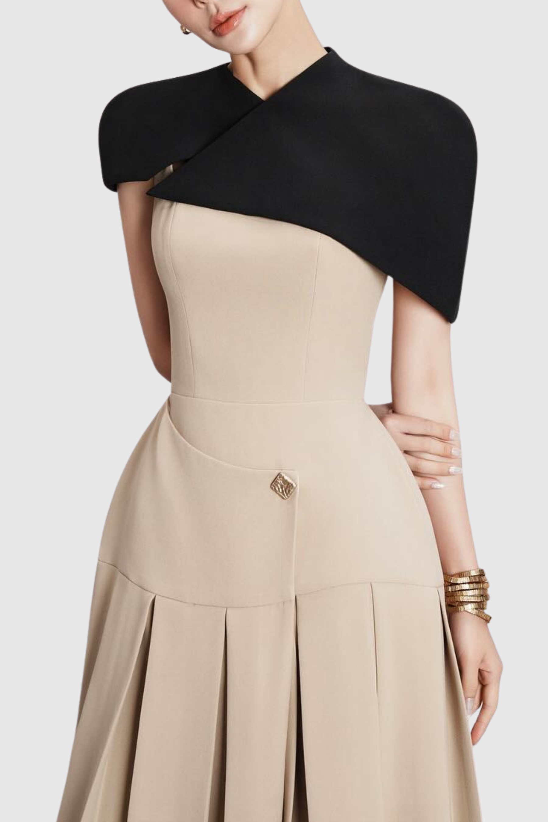 Cape Sleeveless Midi Dress