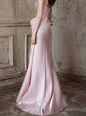 Ruched Beading Pink Prom Dress
