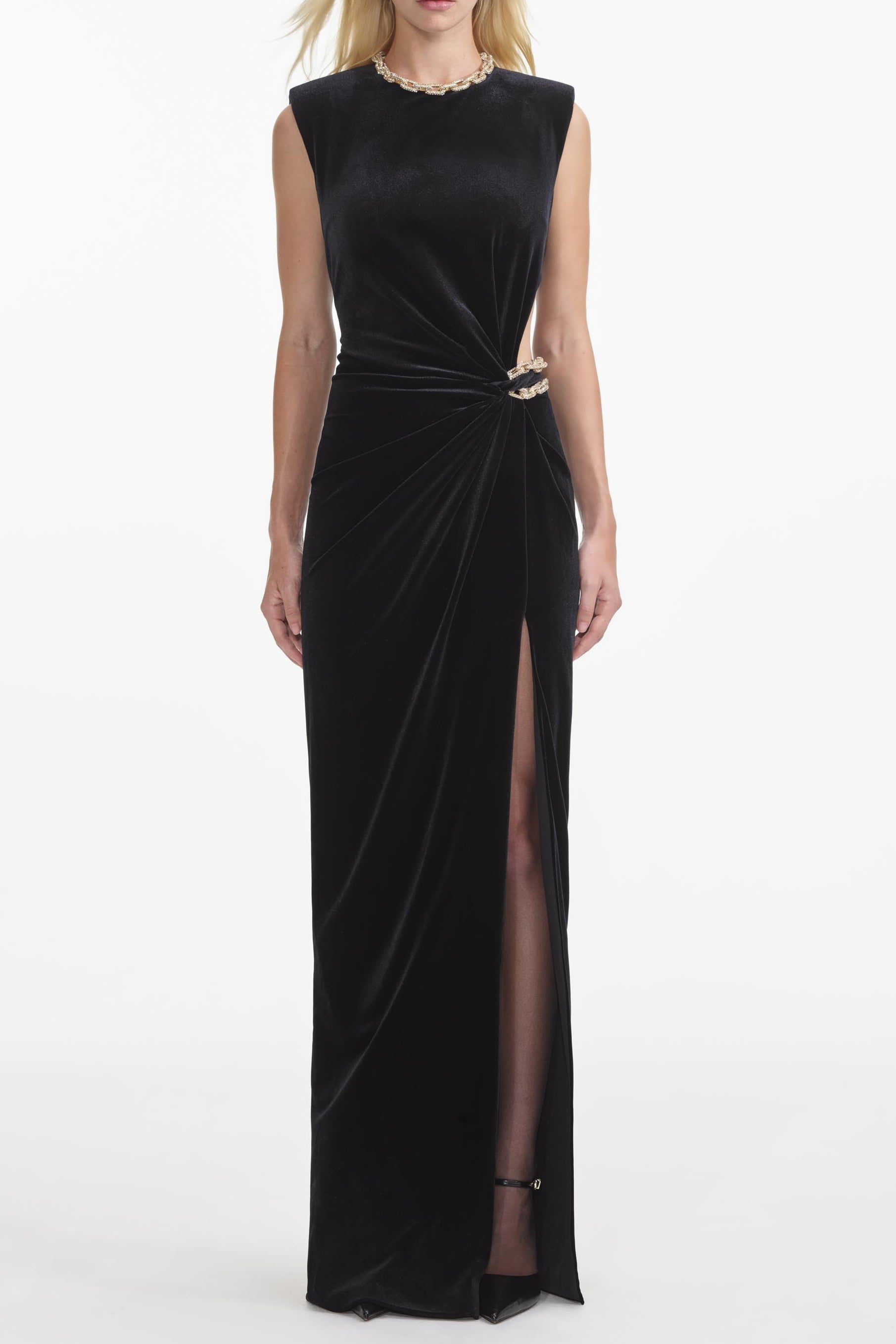 Joa Black Embellished Maxi Dress