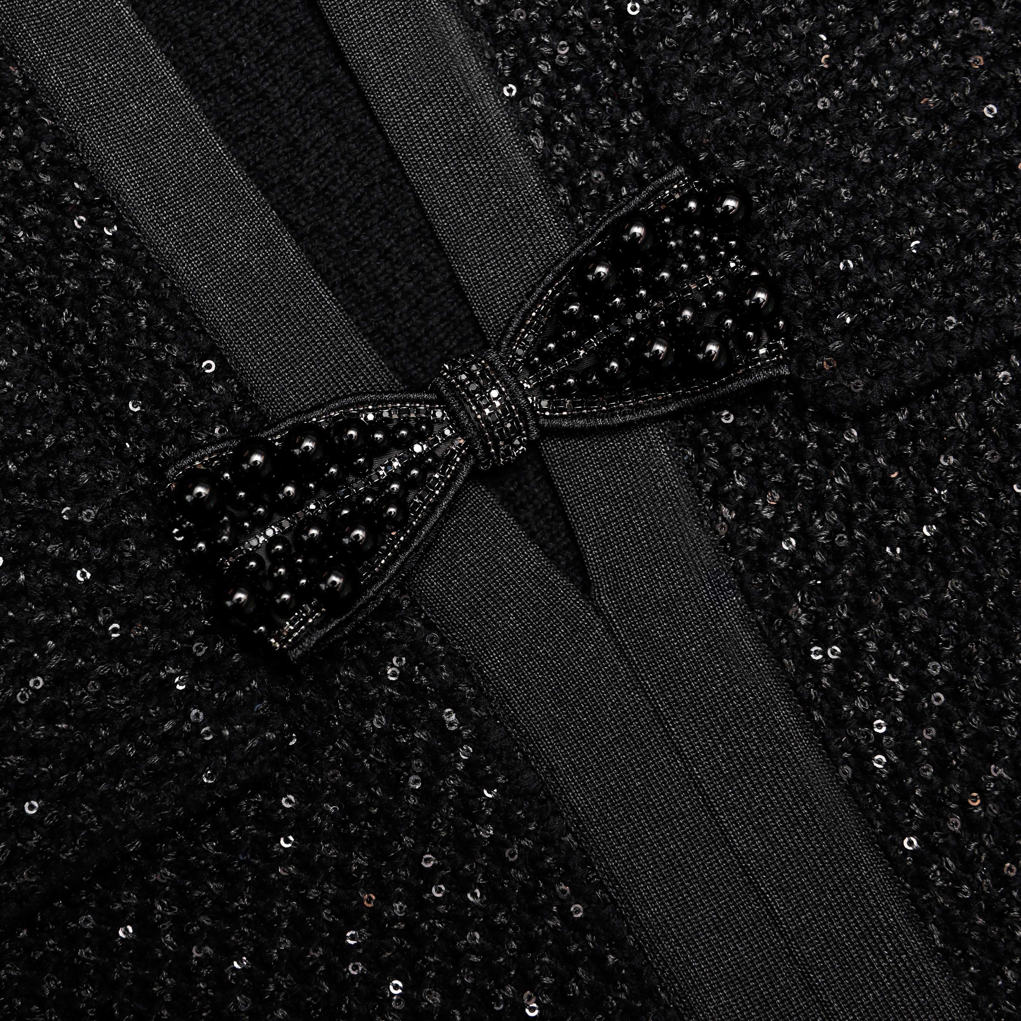 Black Sequin Knit Midi Dress