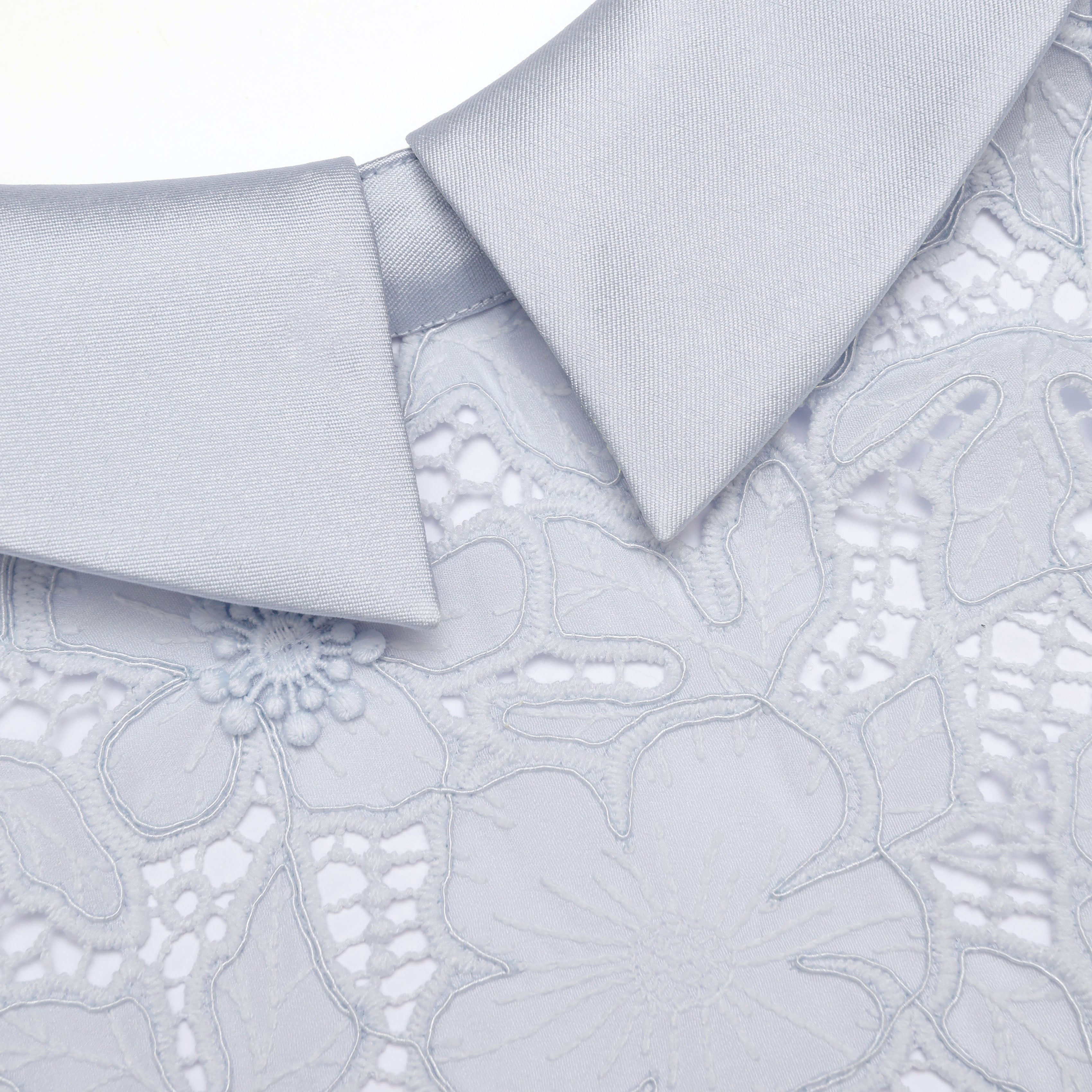 Blue Guipure Lace hollow Midi Dress