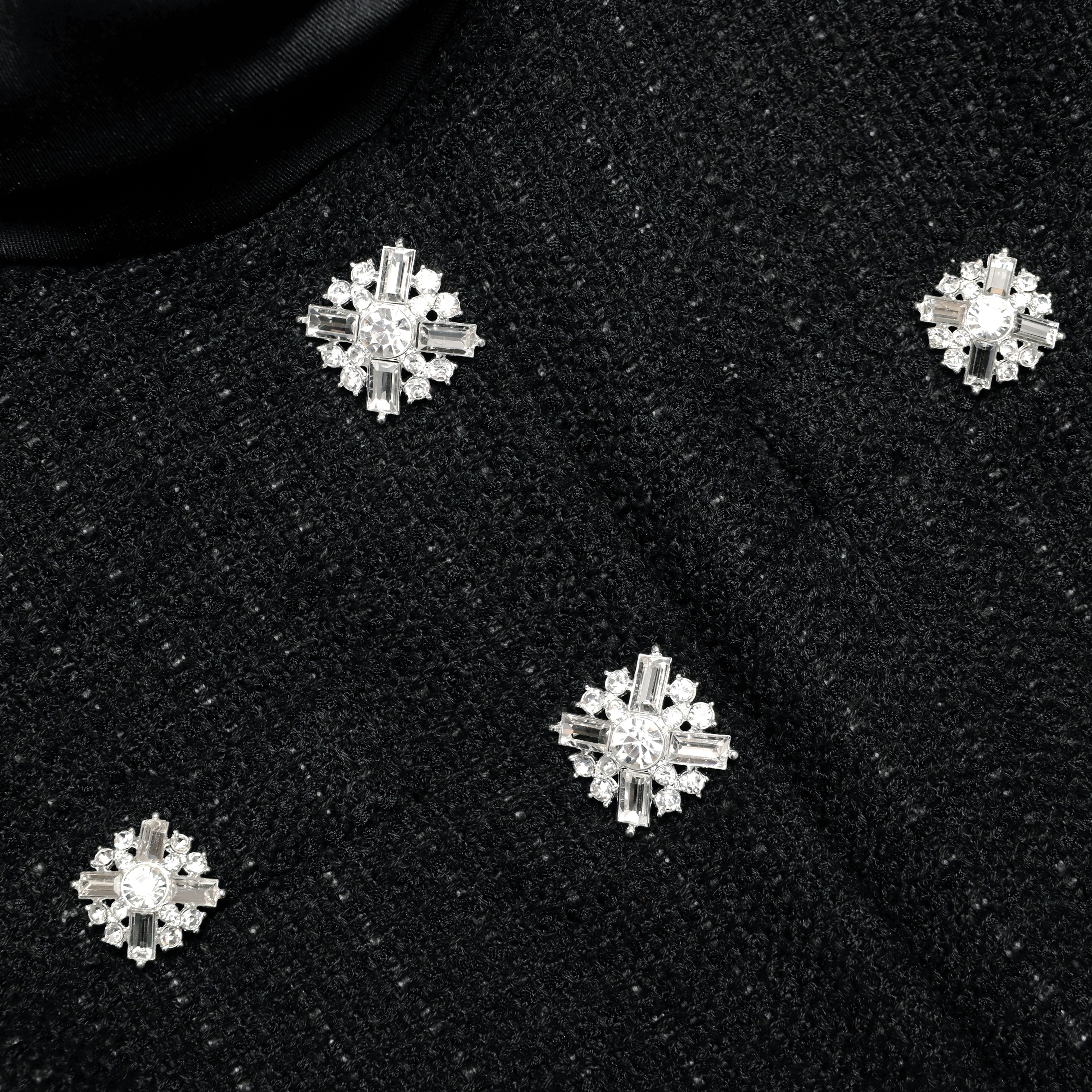 Boucle Collared Mini Dress in Black