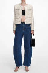 Cream Embellished Boucle Jacket
