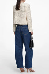 Cream Embellished Boucle Jacket