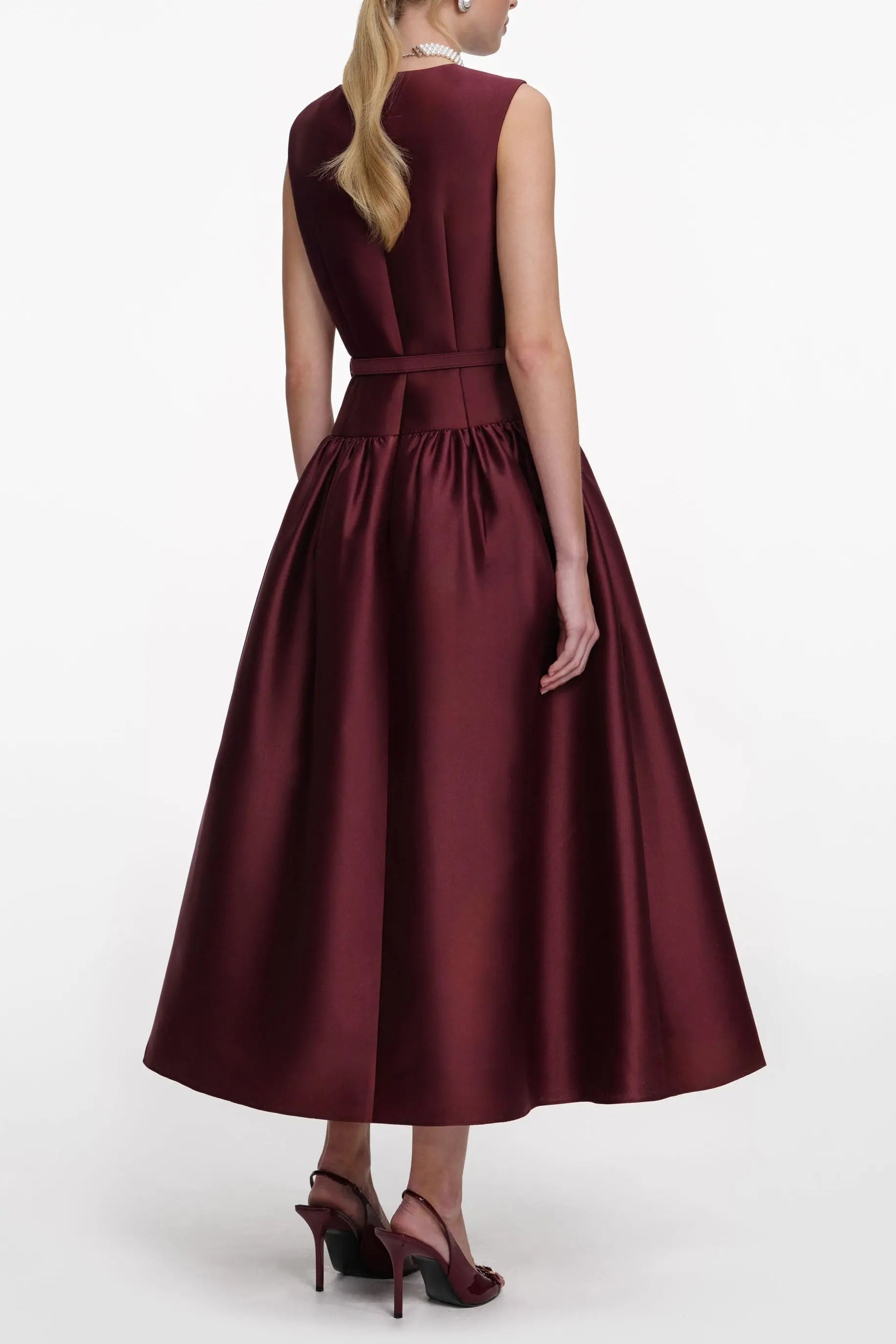 Side Bandage Maxi Dress in Burgundy
