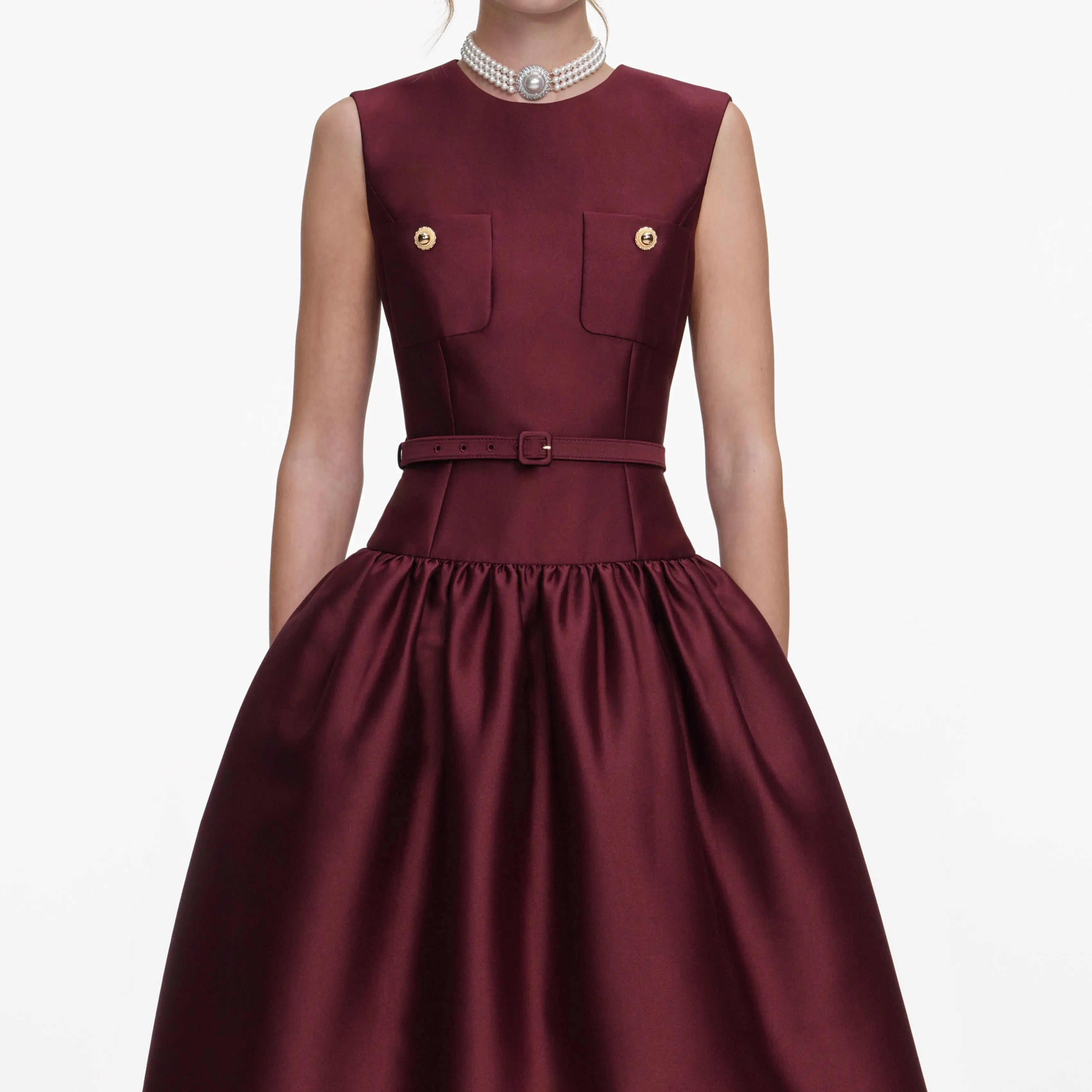 Side Bandage Maxi Dress in Burgundy