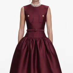 Side Bandage Maxi Dress in Burgundy