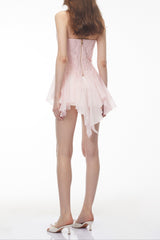 Blush Pink Off Shoulder Asymmetrical Ruched Top