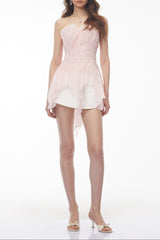 Blush Pink Off Shoulder Asymmetrical Ruched Top