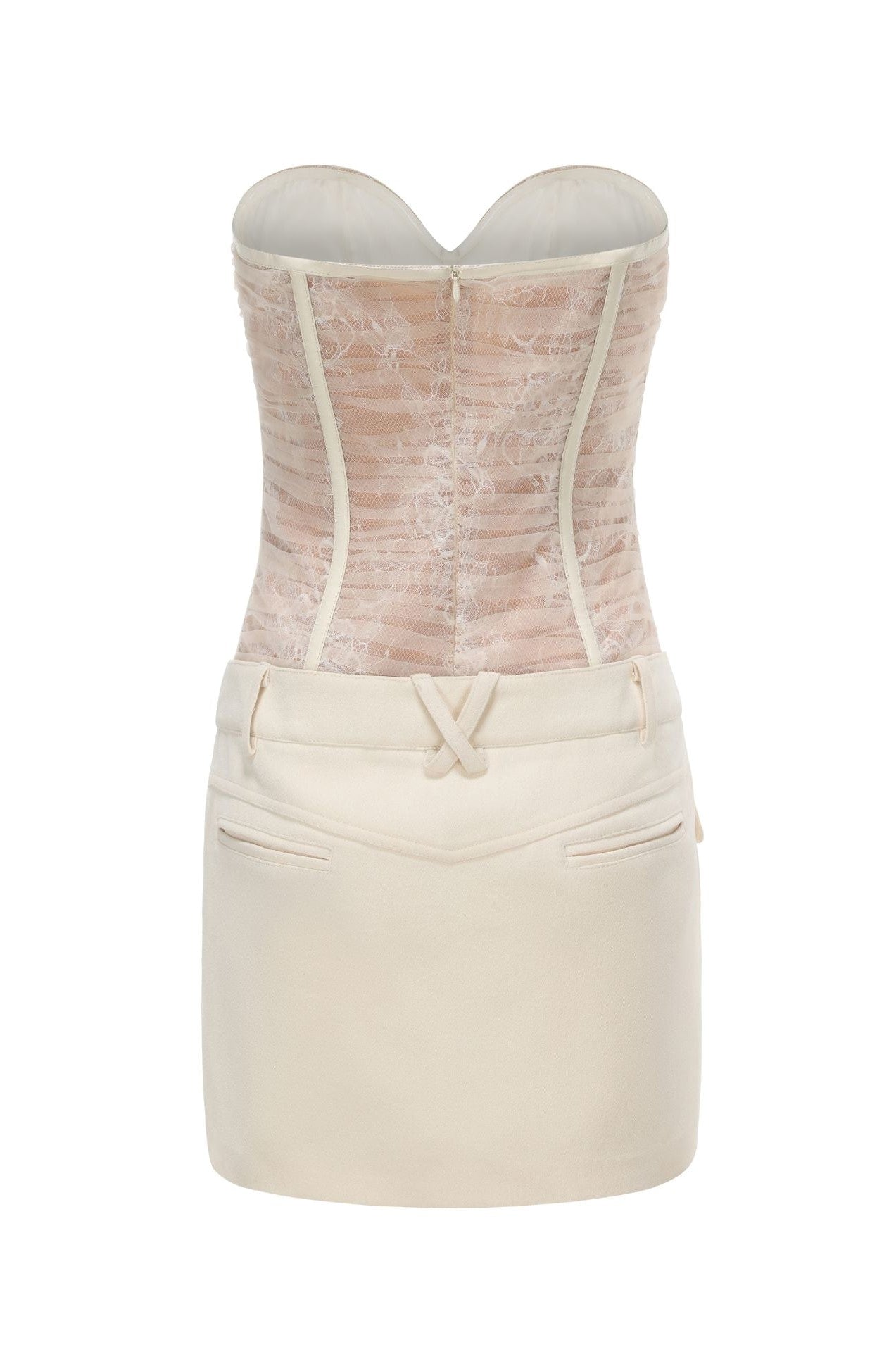 Rolyn Ruched Mesh Mini Dress - White