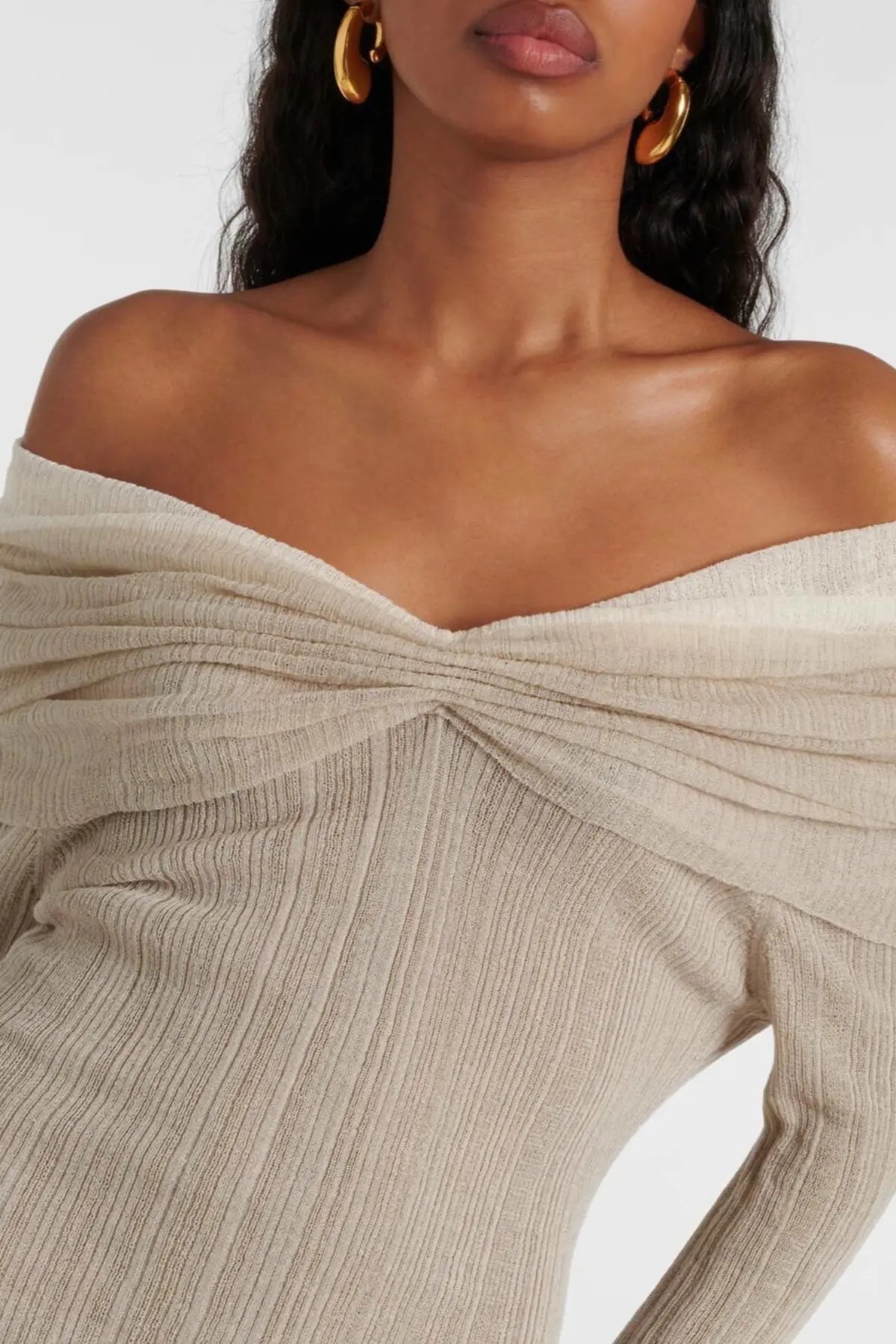 Off Shoulder Knit Mini Dress
