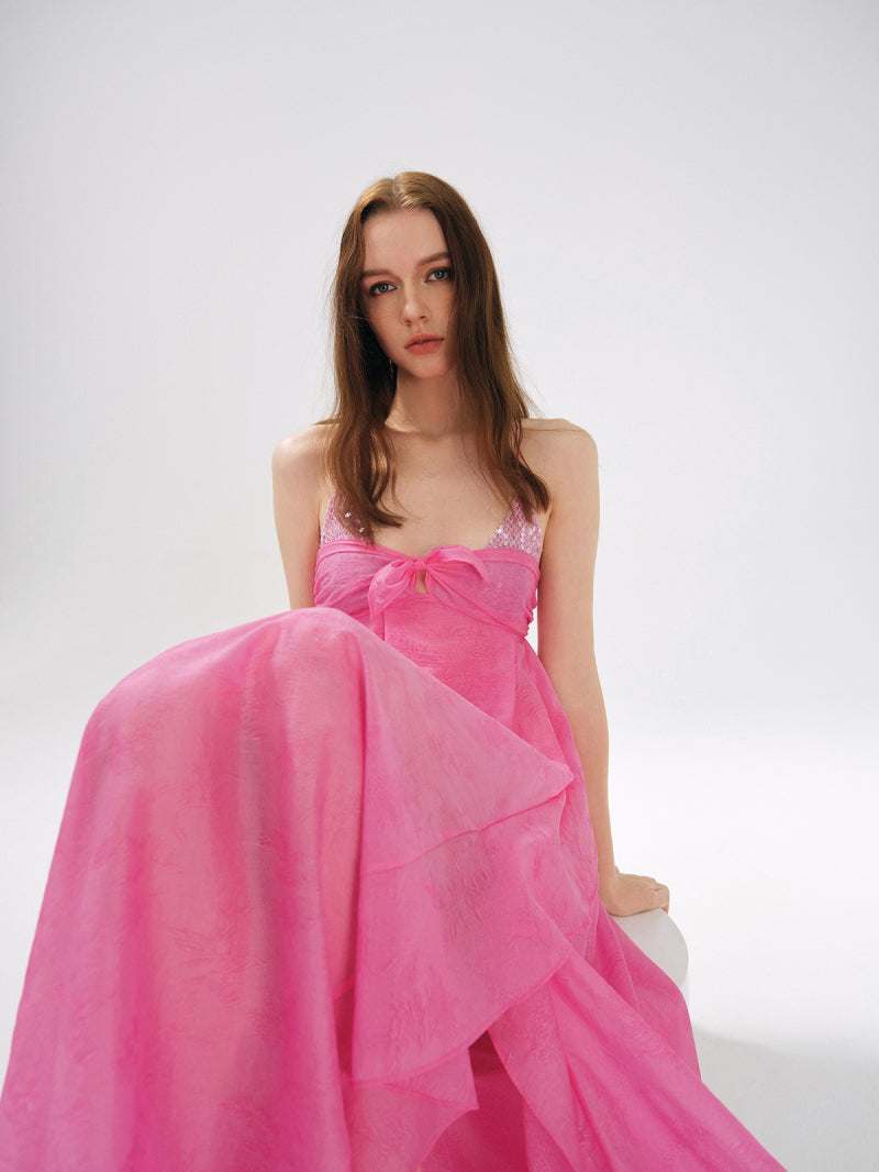 Rose Patchwork Ruffle Dress