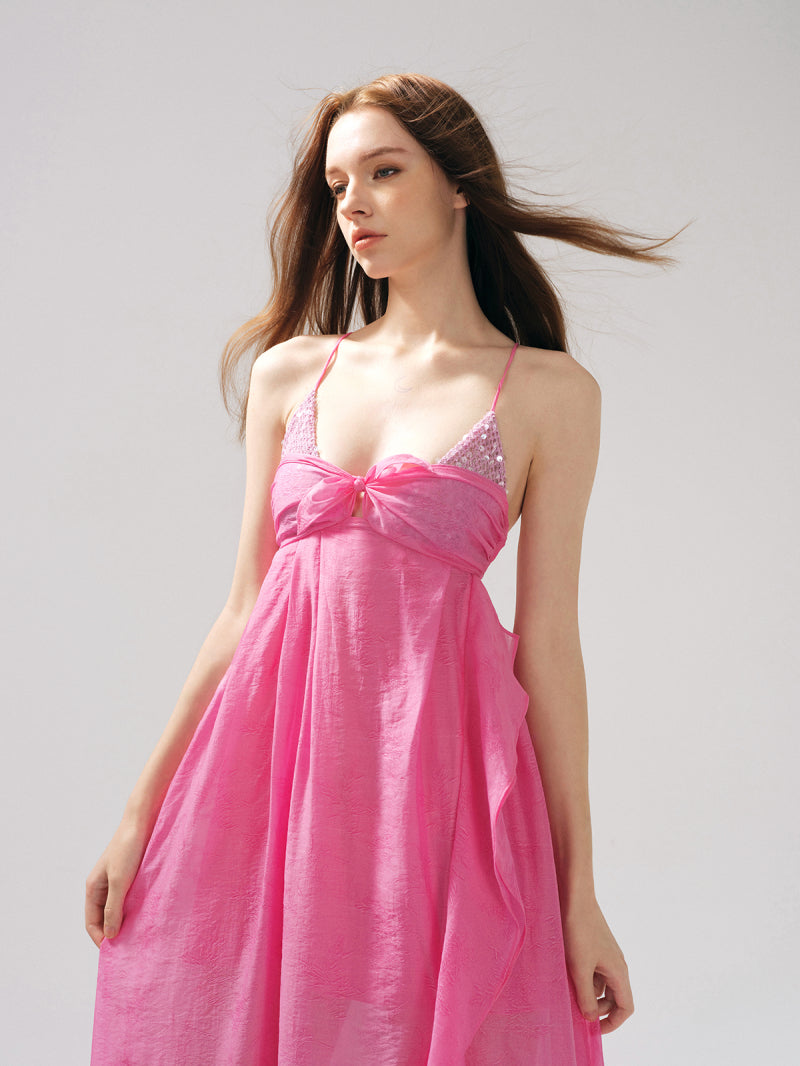Rose Patchwork Ruffle Dress