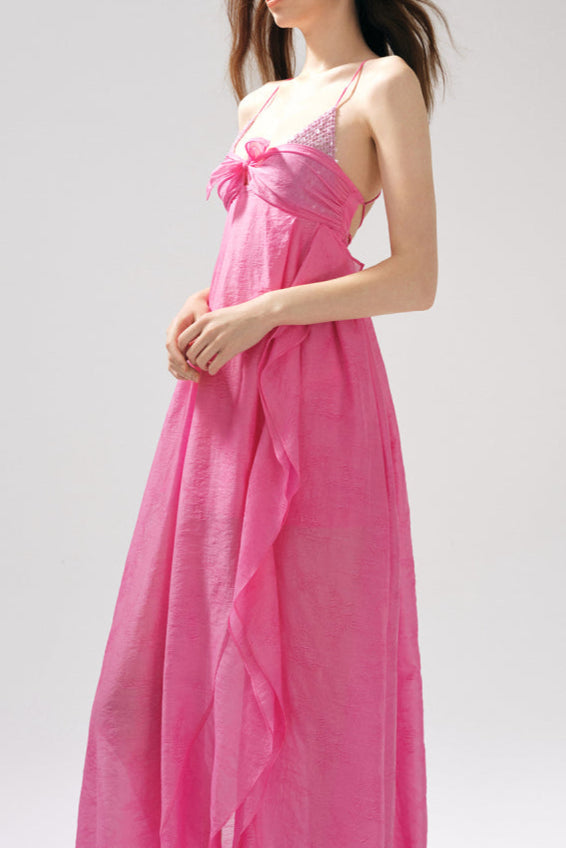 Rose Patchwork Ruffle Dress