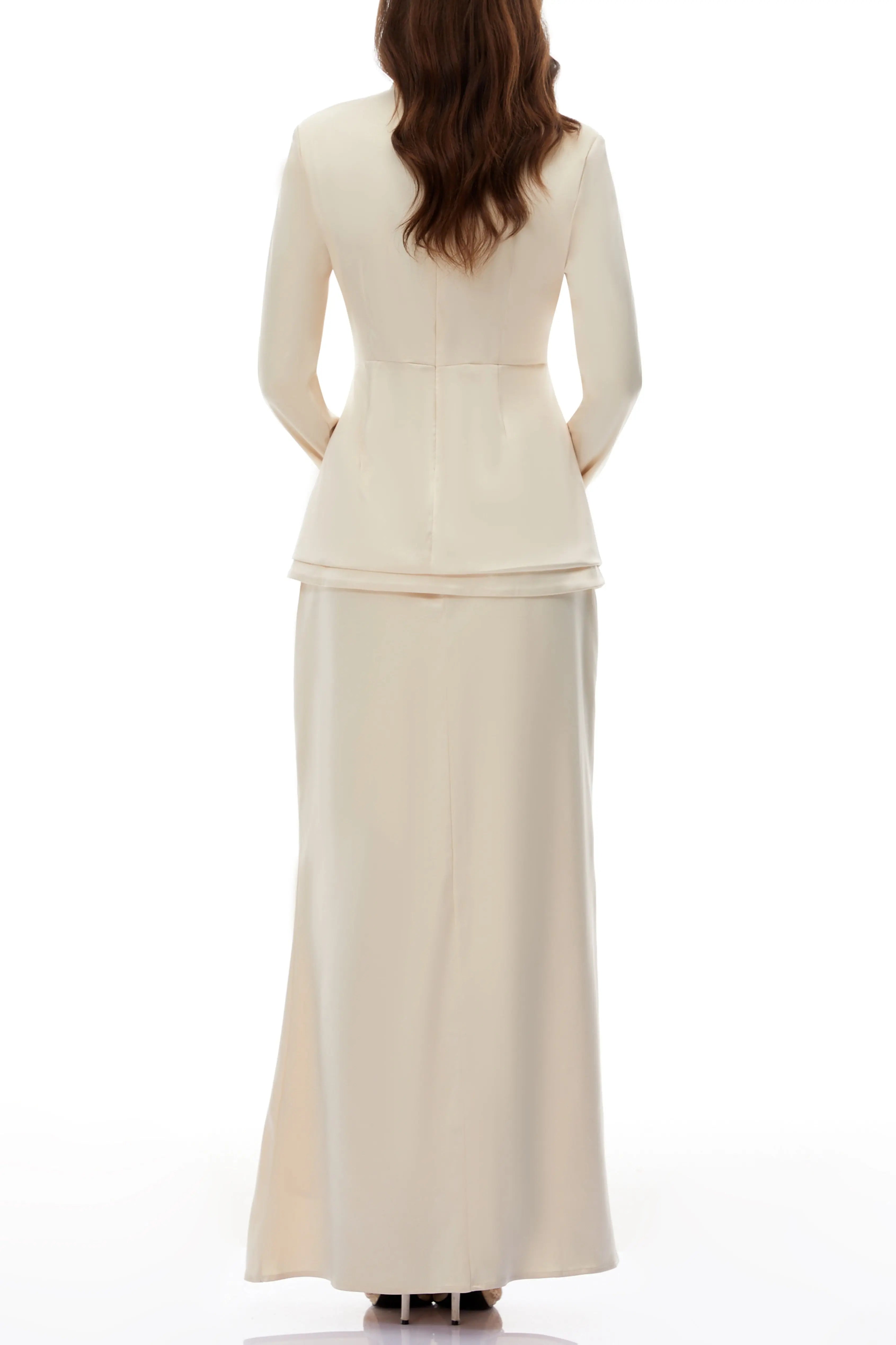 Neutral Mock Neck BlouSequin Skirt Set
