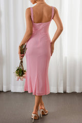 Ruched Bust Tie Front Bodycon Dress