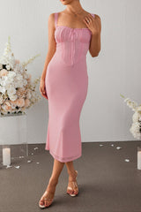 Ruched Bust Tie Front Bodycon Dress