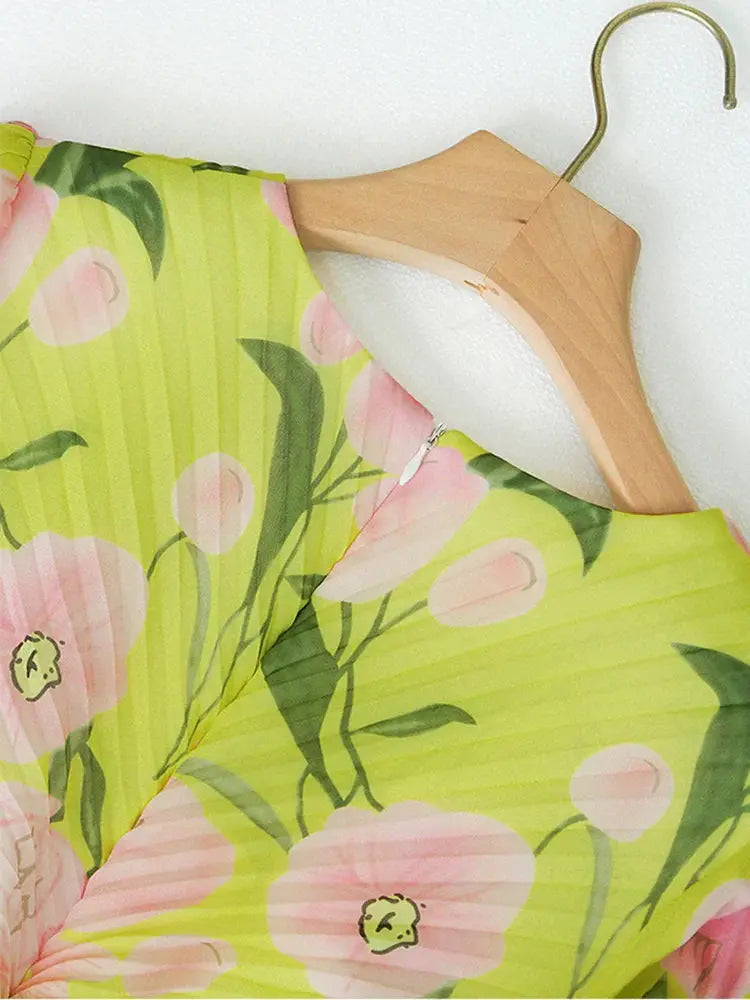 Floral Print Lantern Sleeve Maxi Dress in Yellow