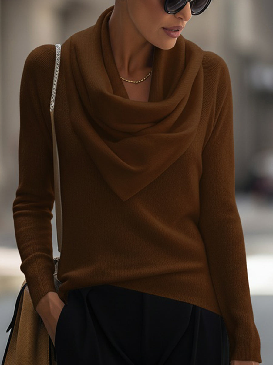 Cowl Neck Long-Sleeve Top