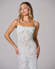 Floral Lace Back Maxi Dress -White