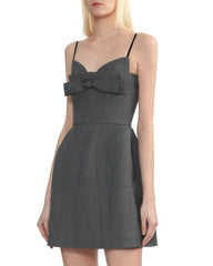 Bow-Embellished Mini Dress in Grey