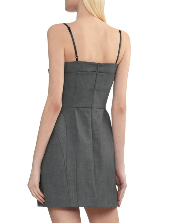 Bow-Embellished Mini Dress in Grey