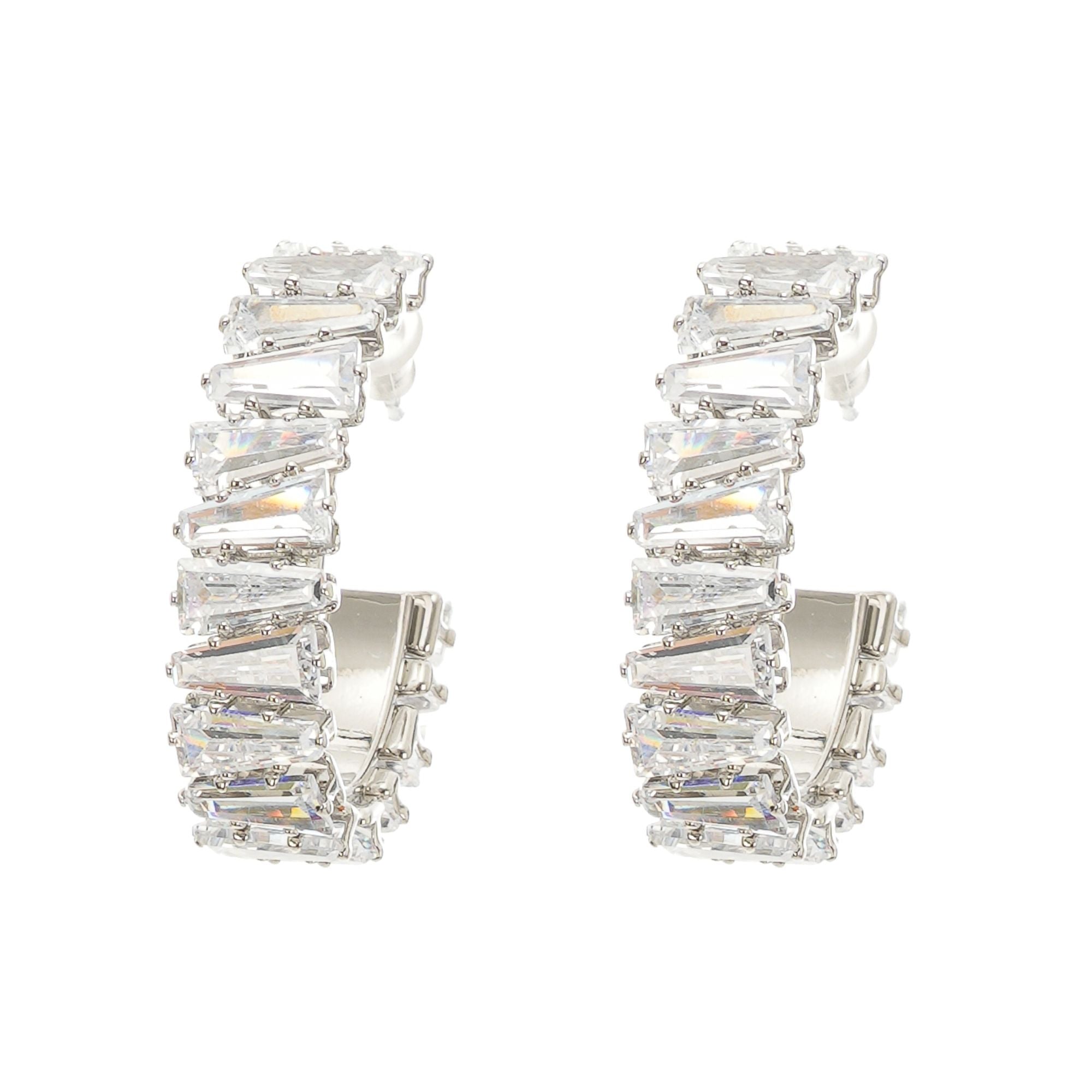 Crystal-Embellished Hoop Earrings