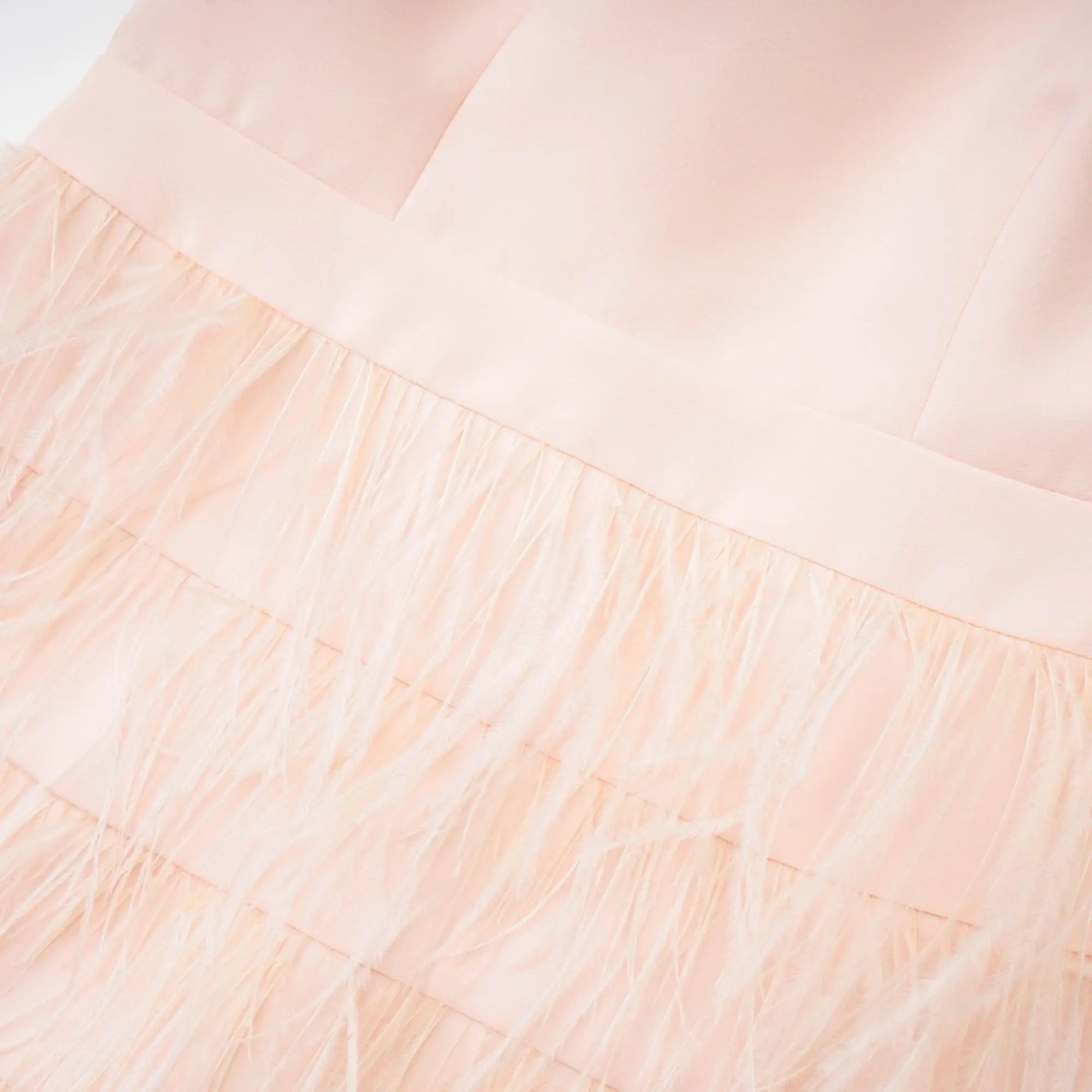 Feather-Detail Halter Backless Dress in Pink