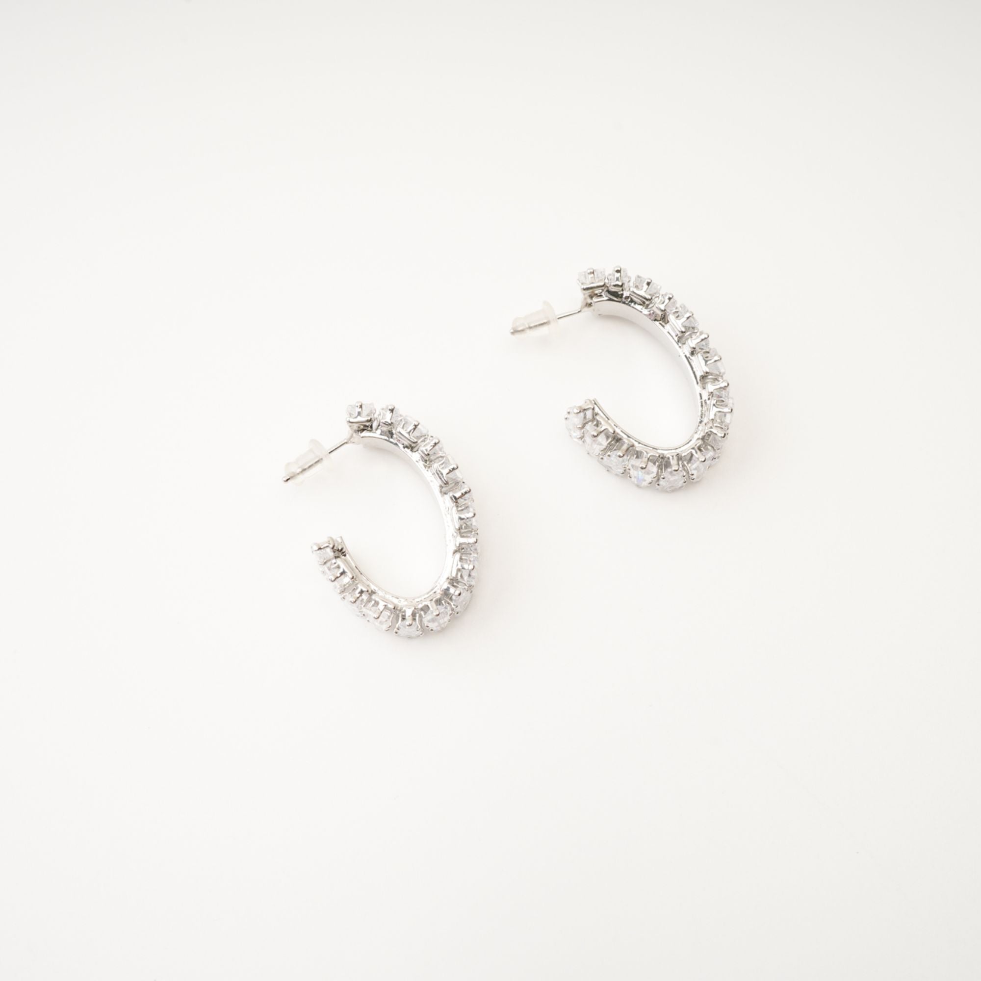 Crystal-Embellished Hoop Earrings