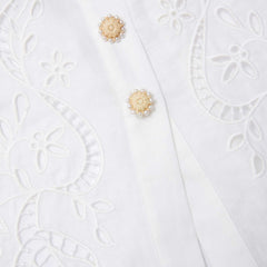 Cream Linen Peplum Midi Dress