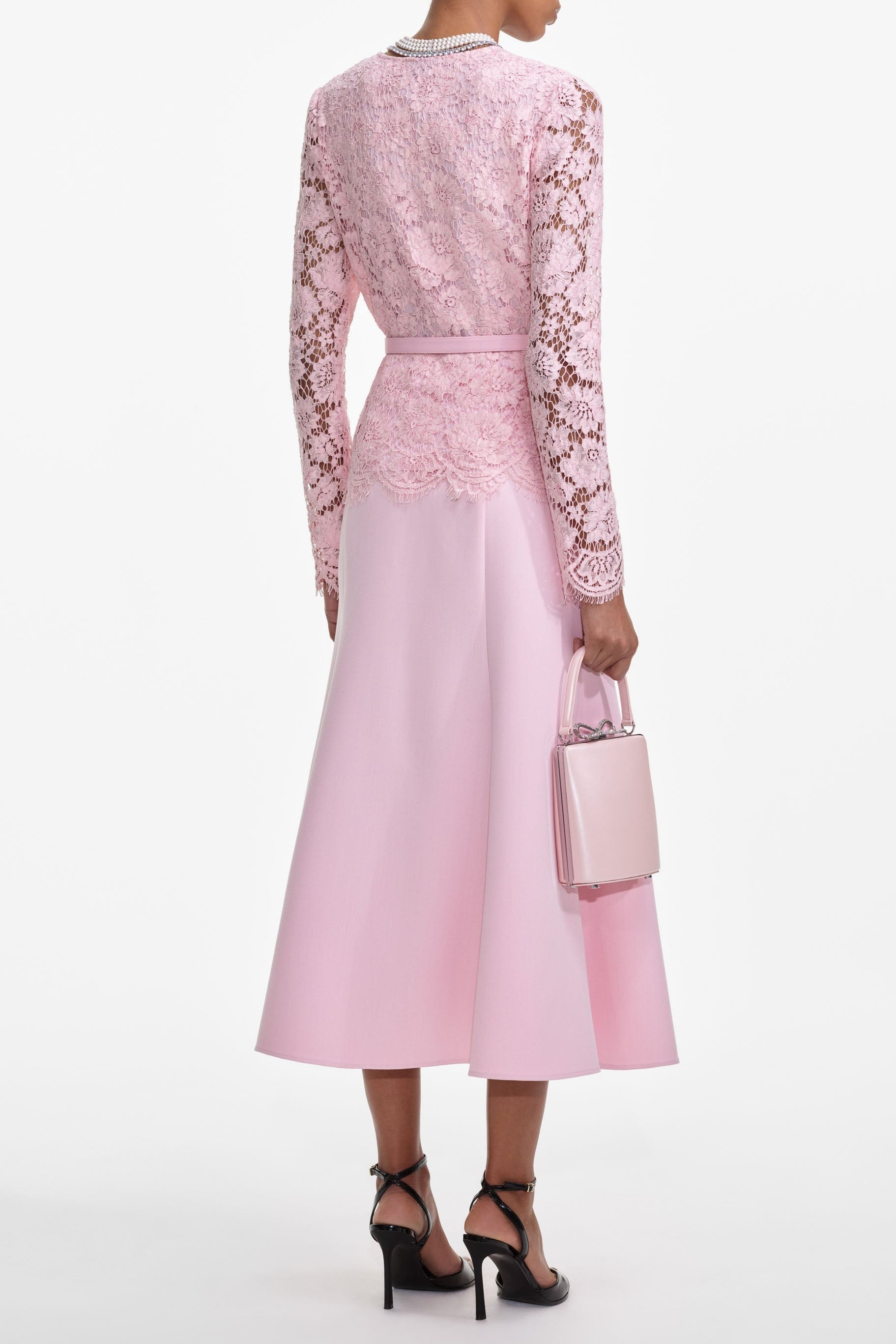 Pink Lace Midi Dress