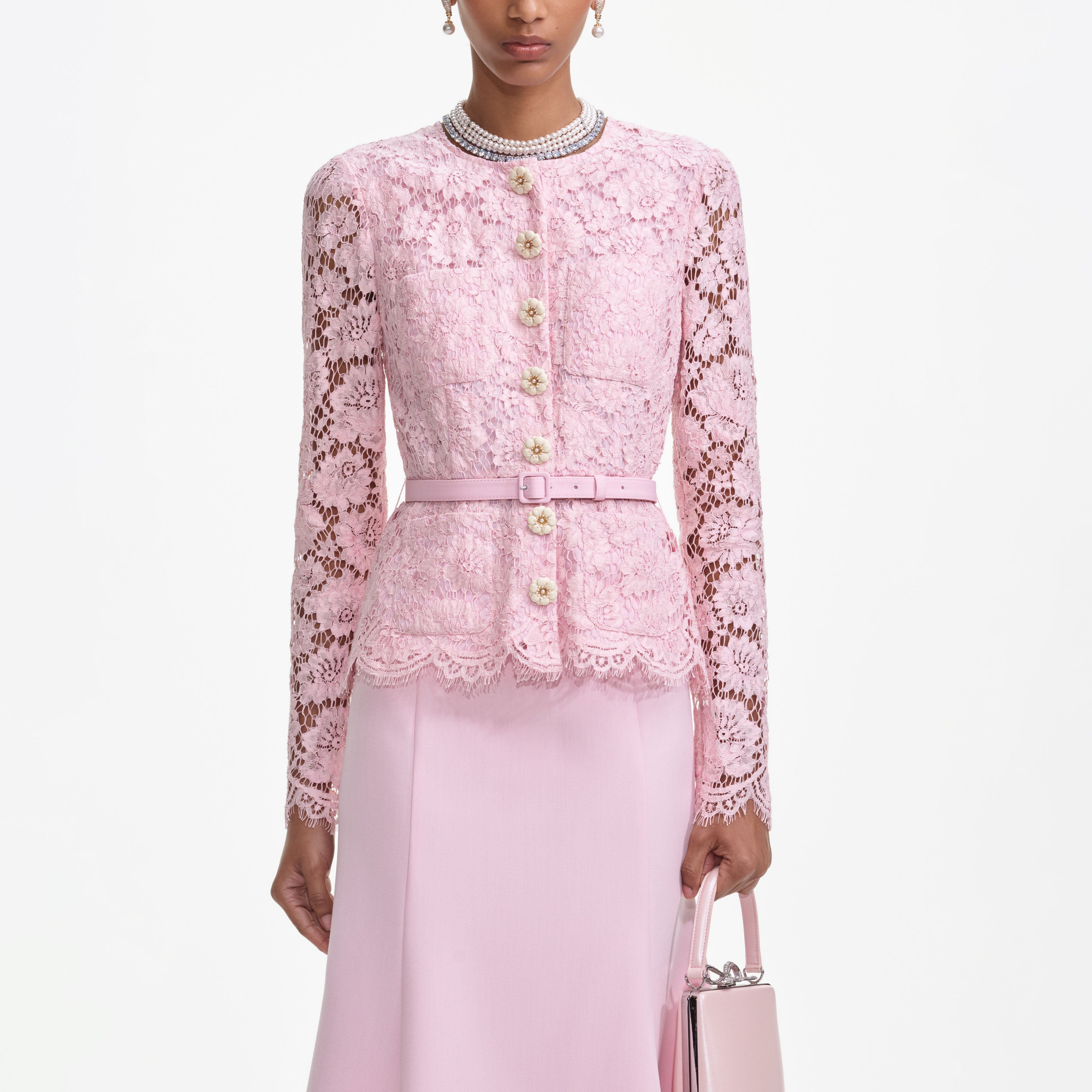 Pink Lace Midi Dress