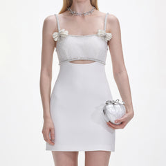 White Crepe Mini Dress