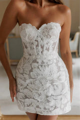 Lace Mini Dress In White