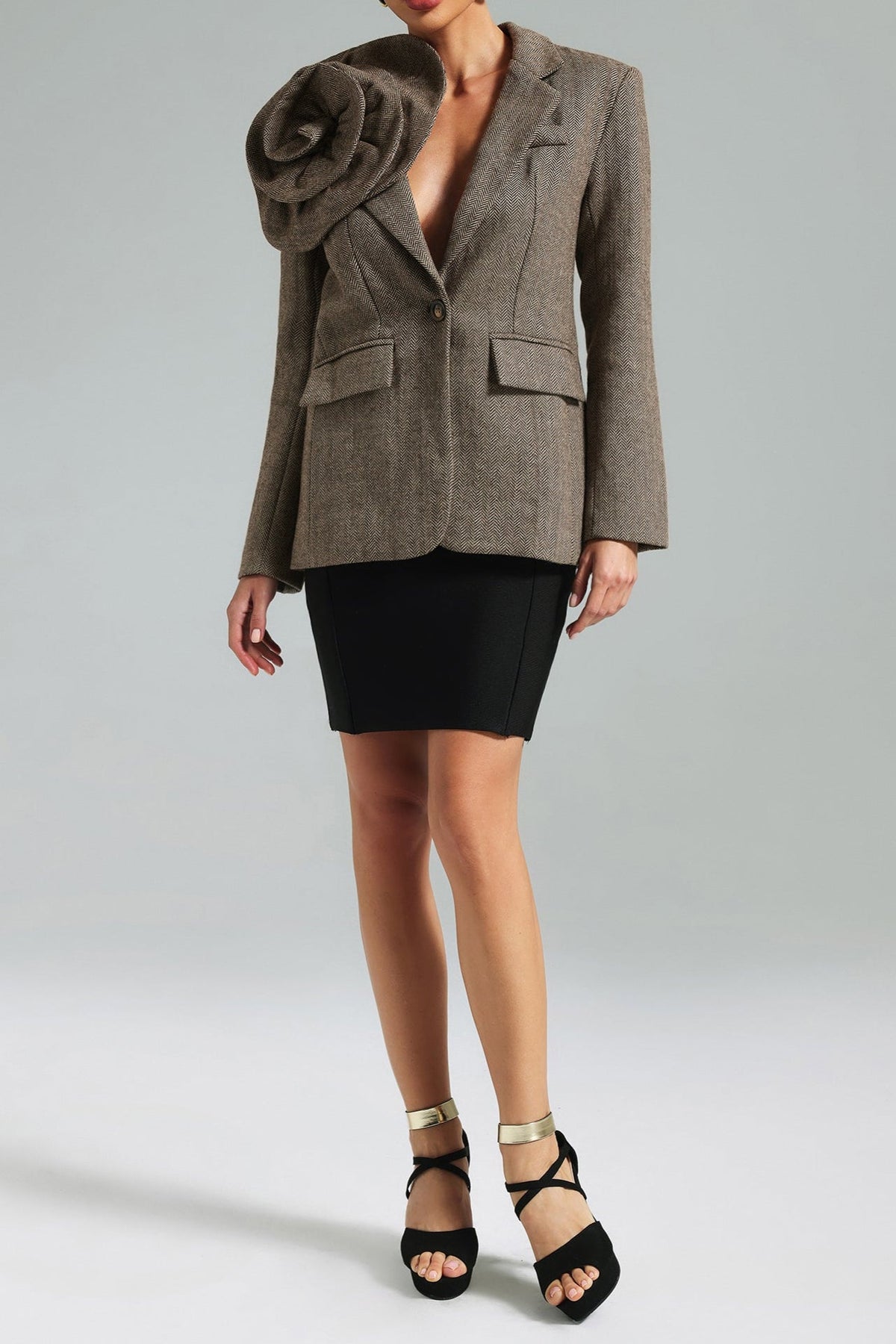 Flower Blazer - Brown