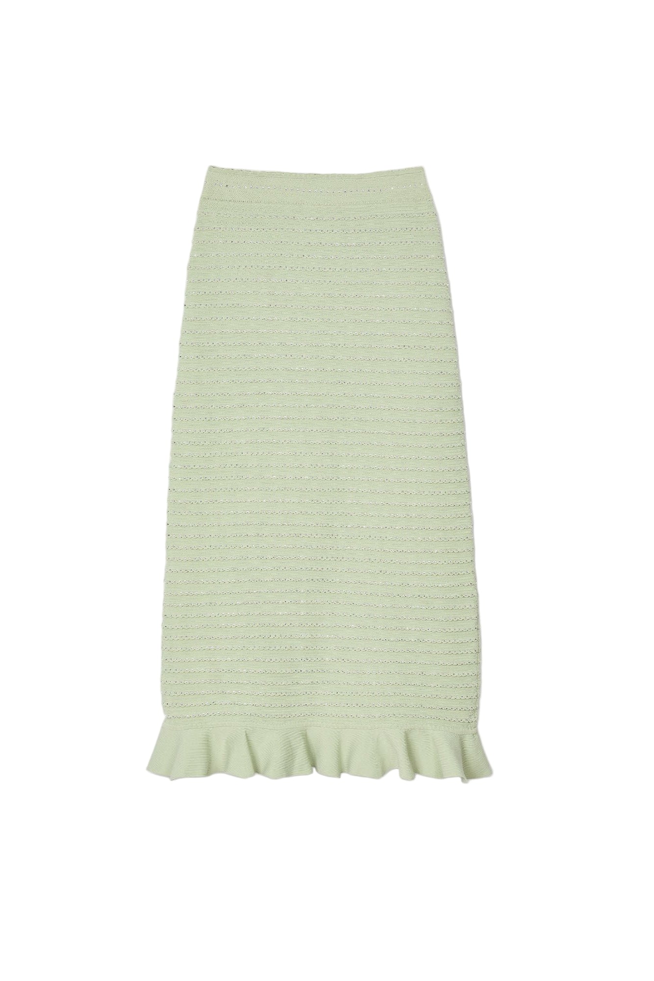 Rhinestone Knit Maxi Skirt in Almond Green