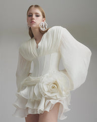 Flower Coastal Mini Dress In Ivory