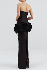 Floral Maxi Bandage Dress - Black